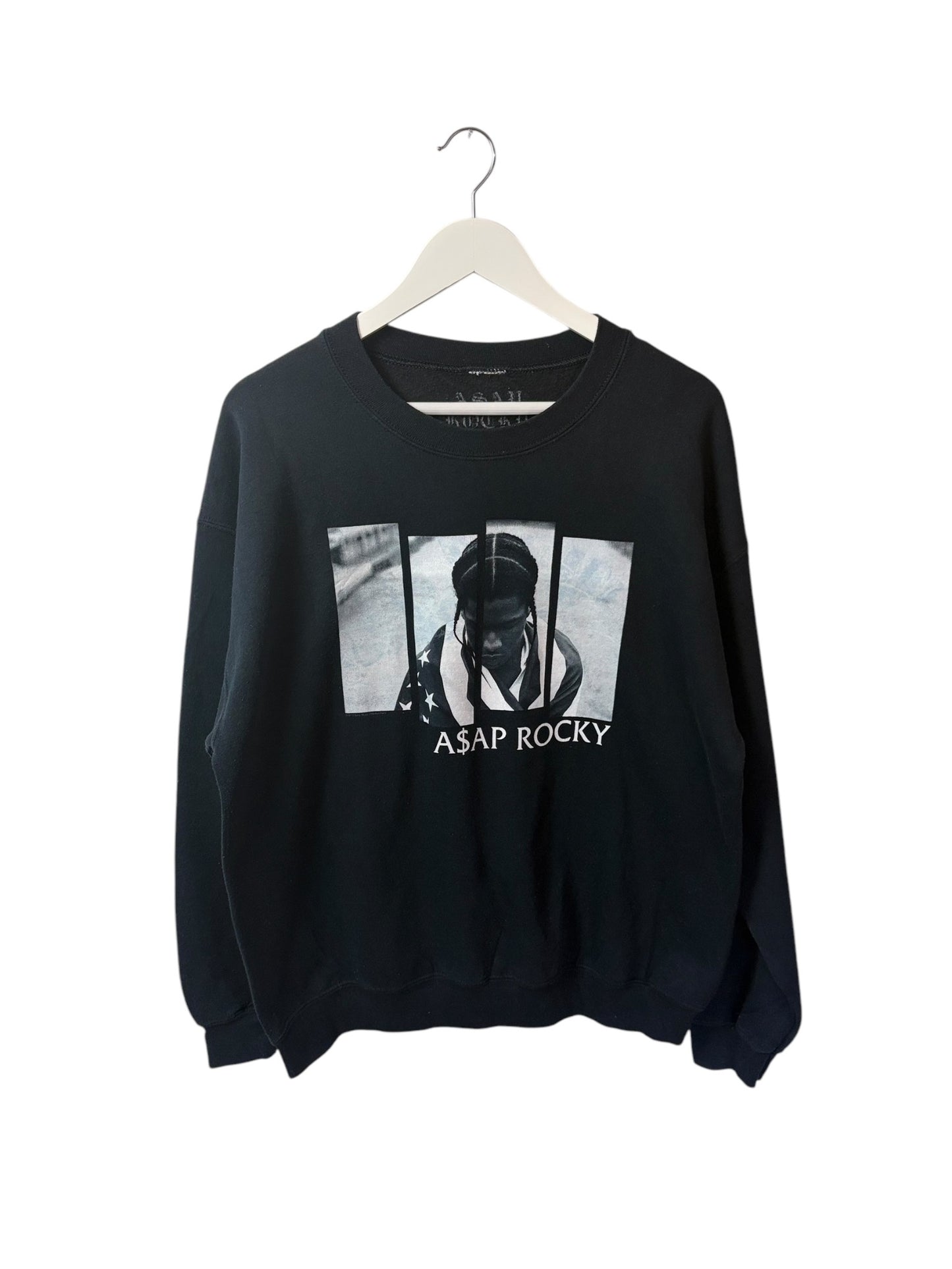 ASAP Rocky Mens Black Graphic Crew Neck Sweatshirt Size L