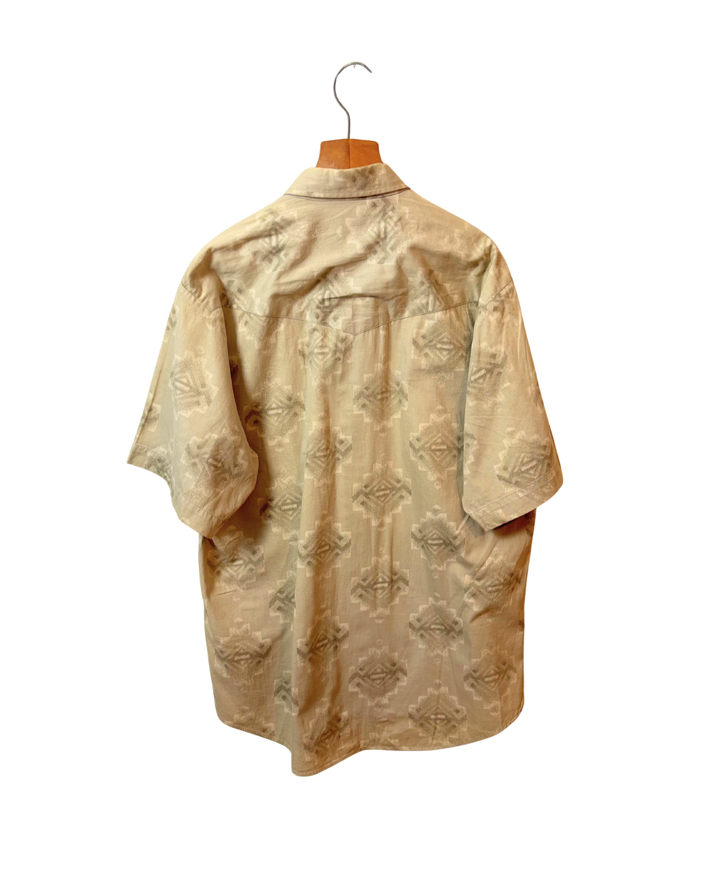 Vintage Roper Shirt - Tan - Brown - Aztec - Diamond Pattern - Double Pockets -Cotton - XL