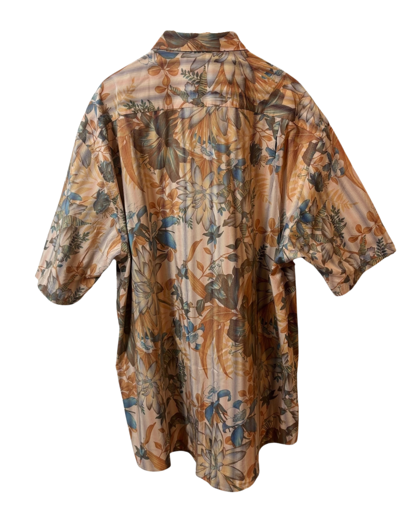 Vintage Floral Shirt - Casa Moda - Orange - Blue - Tropical - Pocket - XXL