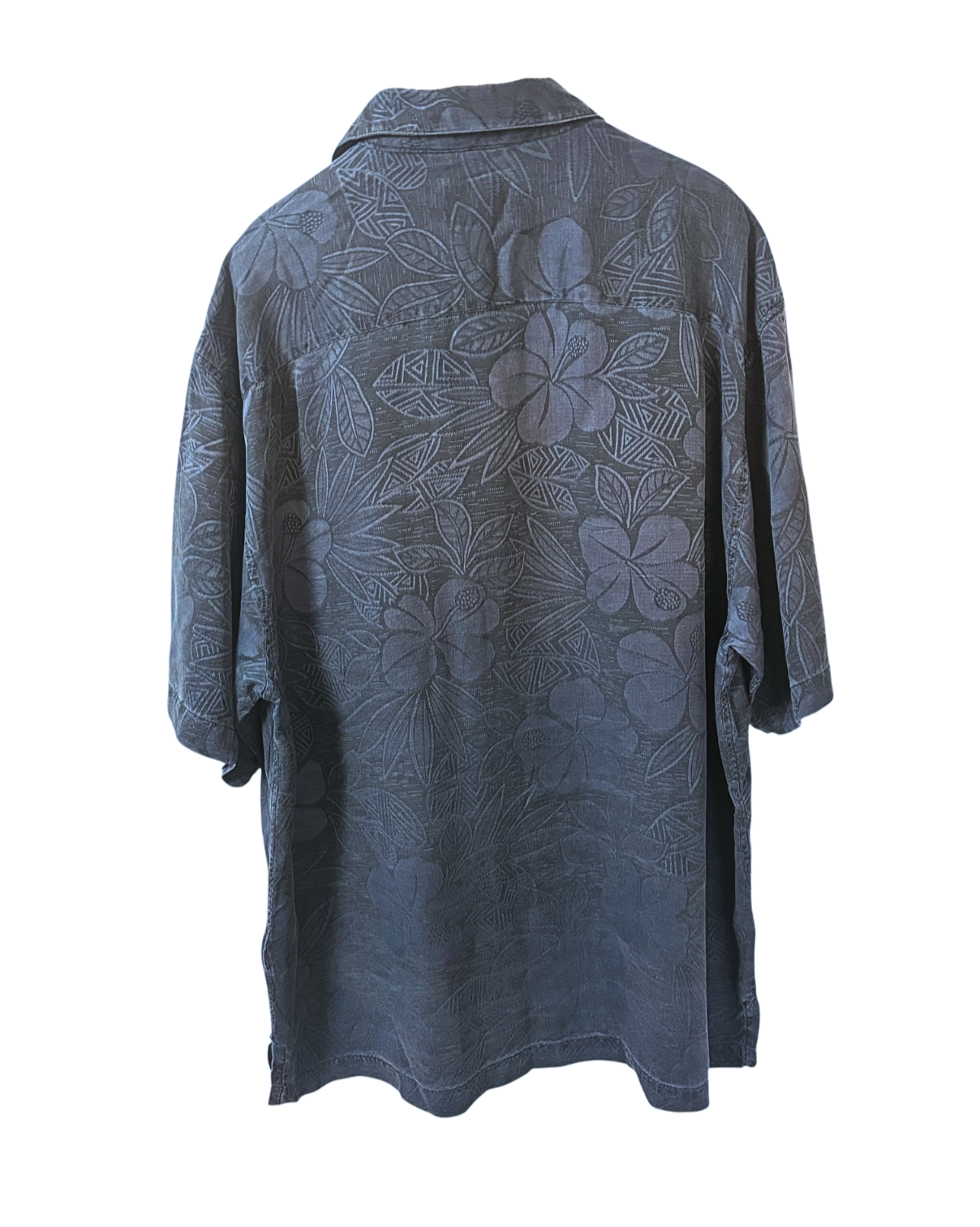 Vintage Gray Joseph & Feiss Shirt - Button-up - Flower - Silk - Front Pocket - XL