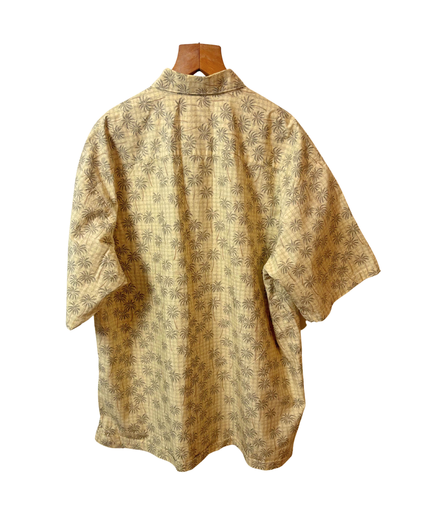 Vintage Beige Shirt -Cooke Street - Hawaiian - Palm Trees - Abstract - Front Pocket - XL