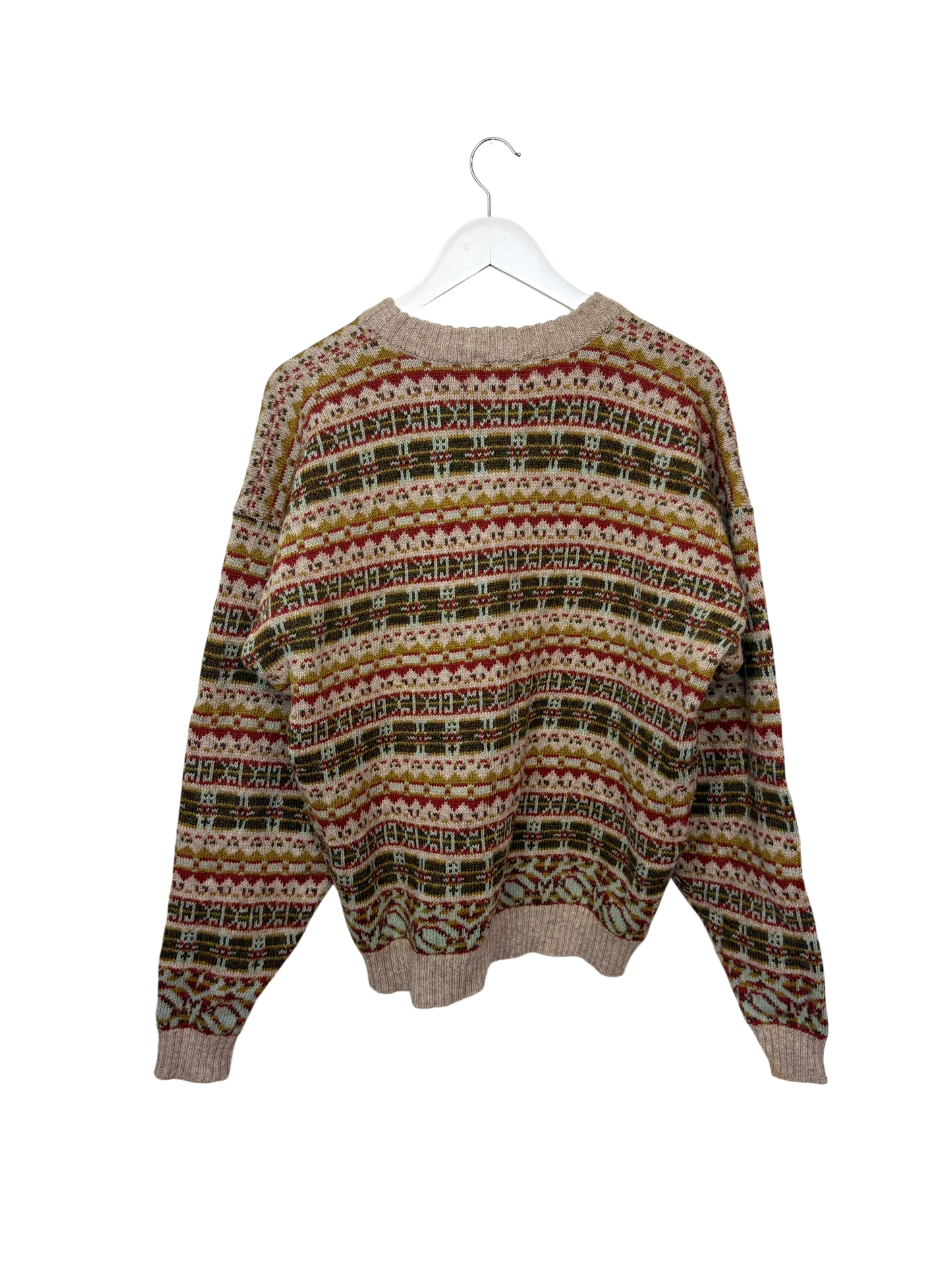 Vintage Casual Club Multicoloured Fair Isle Knit Crewneck Sweater XL