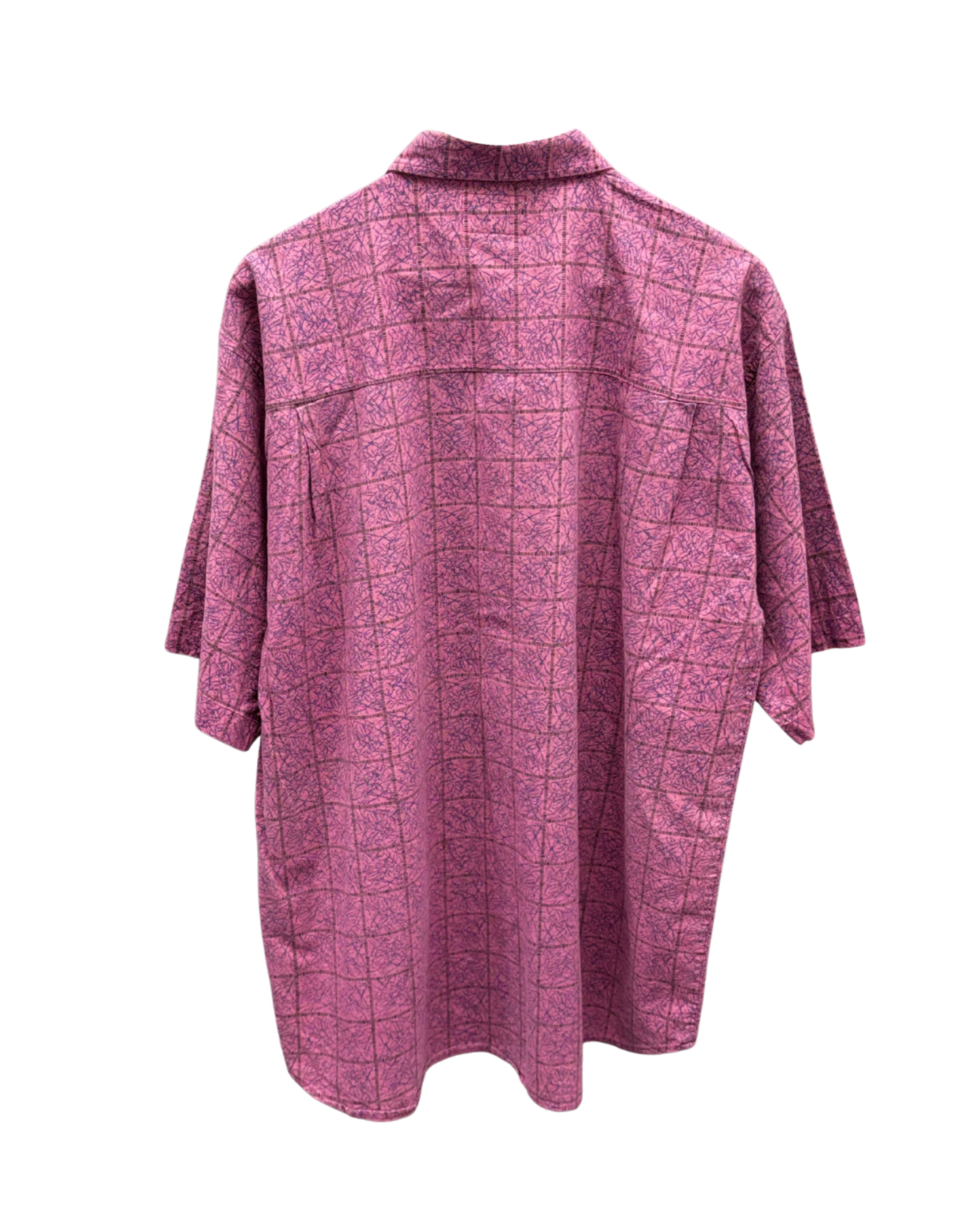 Vintage Weekends Shirt - Pink -Purple- Abstract - Square Pattern - Front Pocket - Button-up-XL