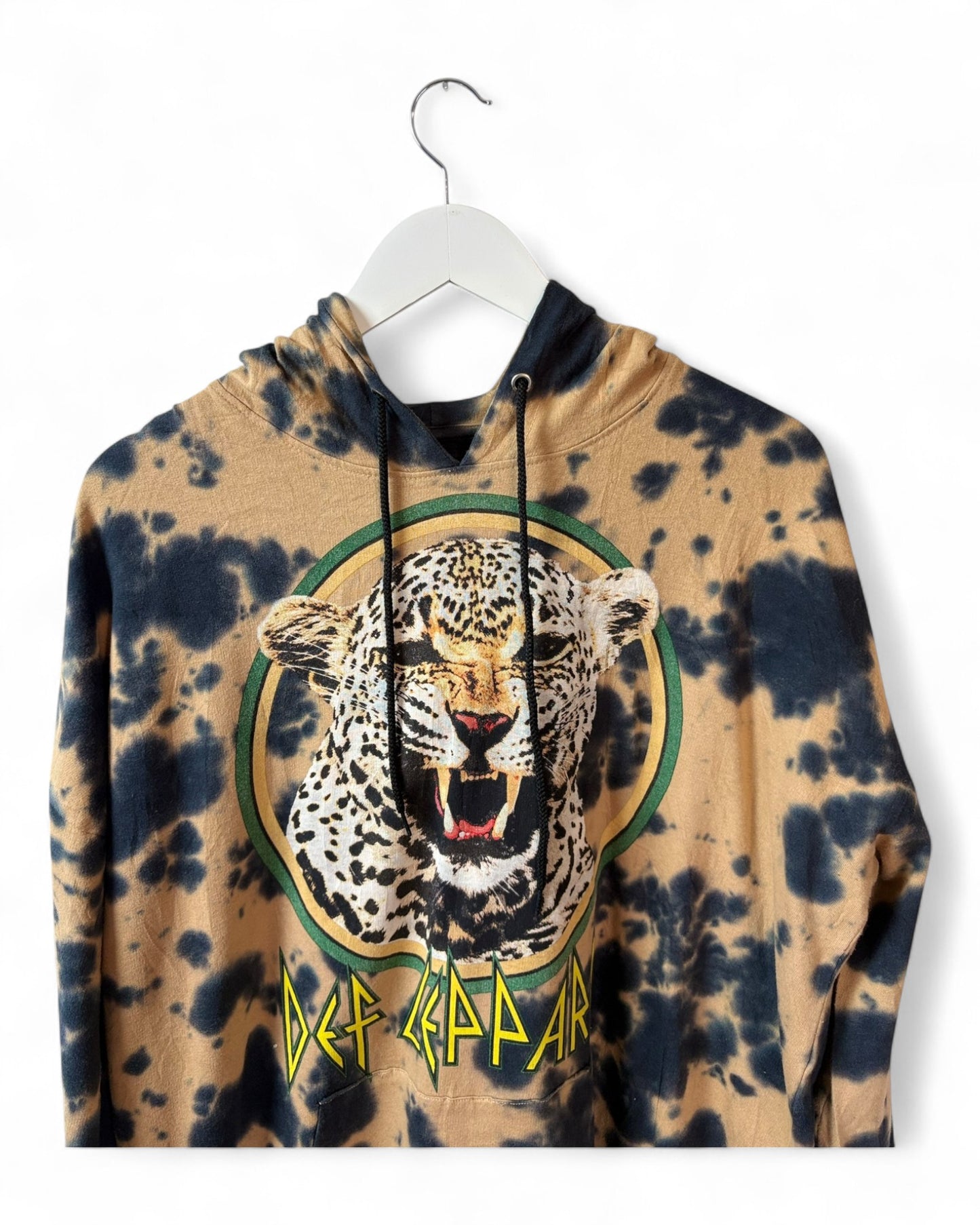 Official Def Leppard Mens Tie Dye Hoodie Leopard Graphic Size L
