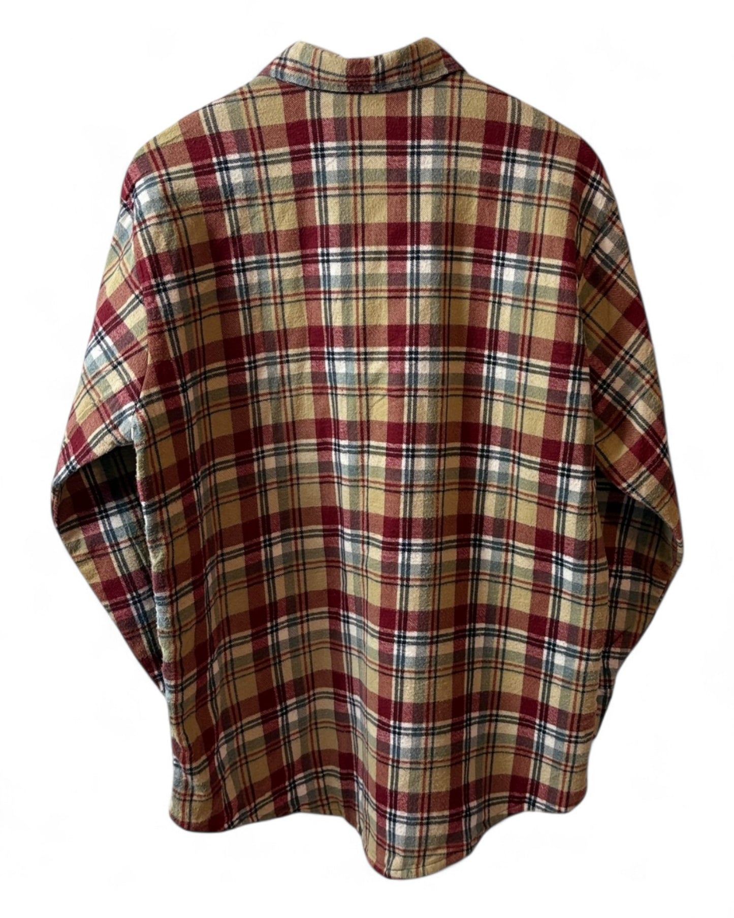 Sumualley 90s Mens Plaid Tan Multicolour Flannel Check Shirt Size L