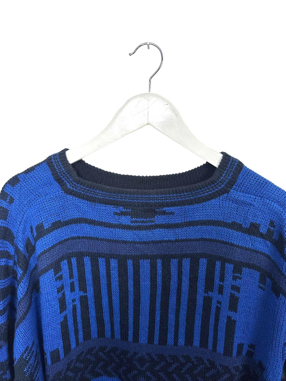 Vintage Blue 90's Santana Sweater Women's Black Patterned Crew Neck Sweater