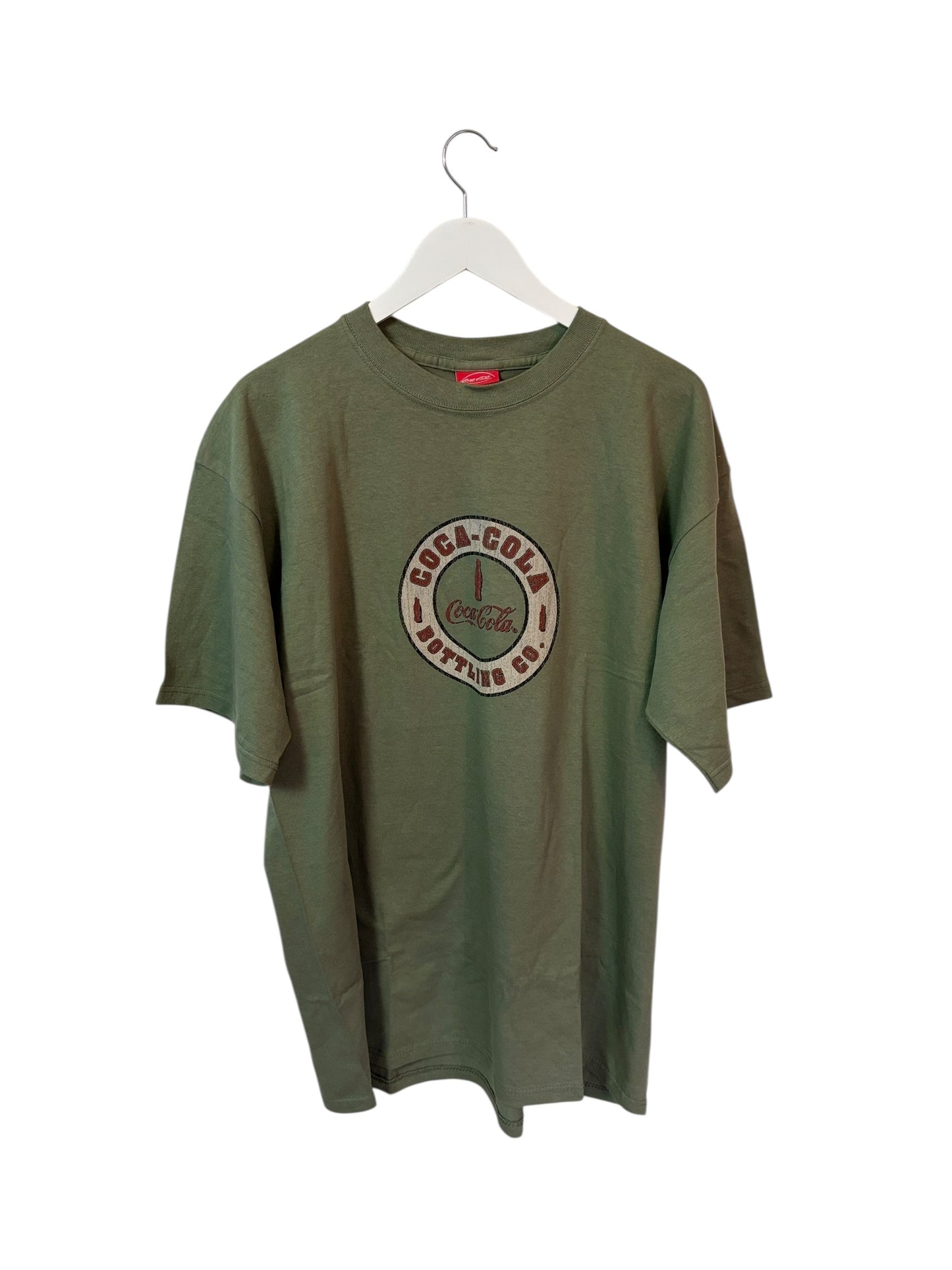 Coca Cola Mens Green Graphic T Shirt Bottle Logo Size XL