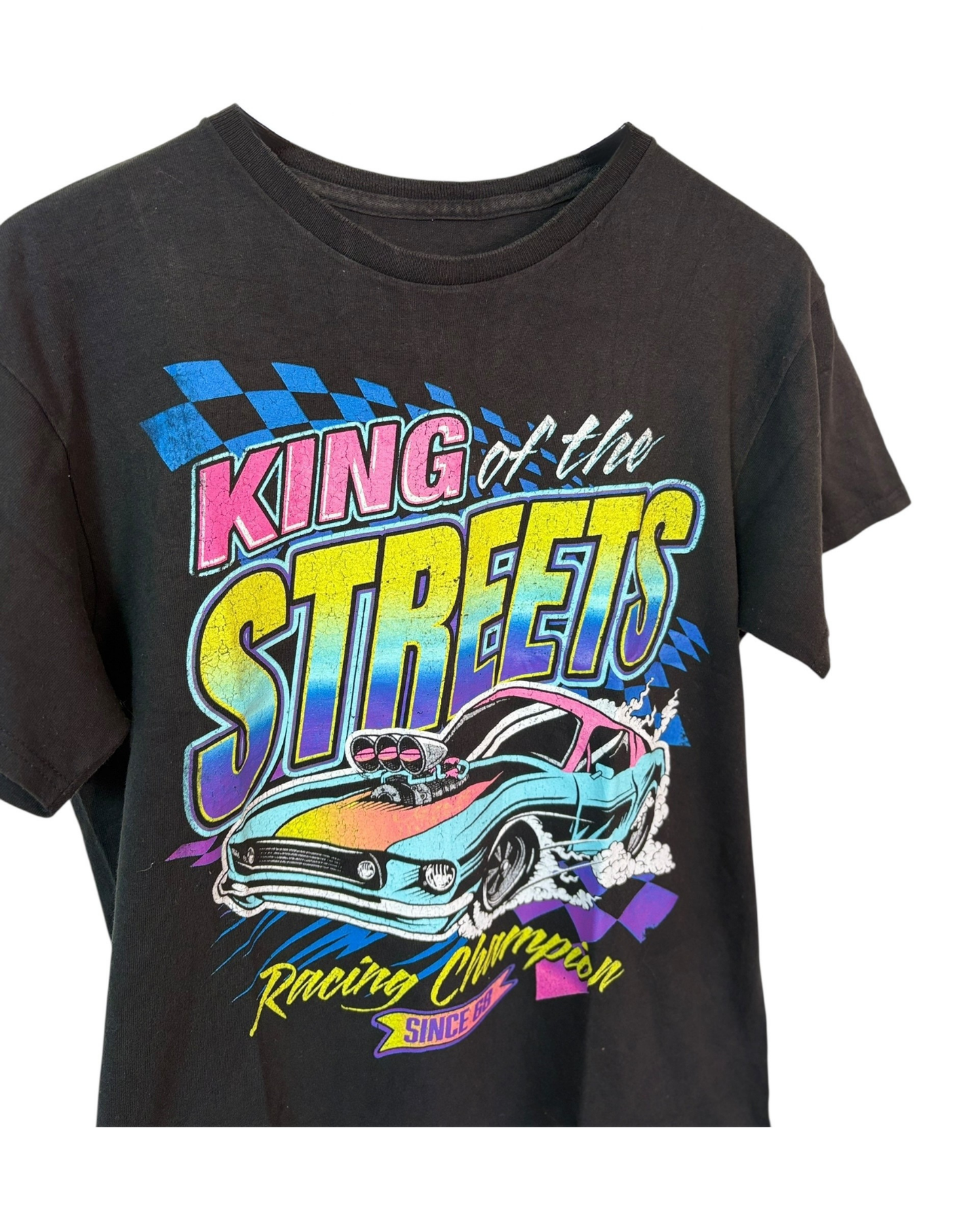 King Of The Streets-Racing-Neon-Black-T-Shirt-M