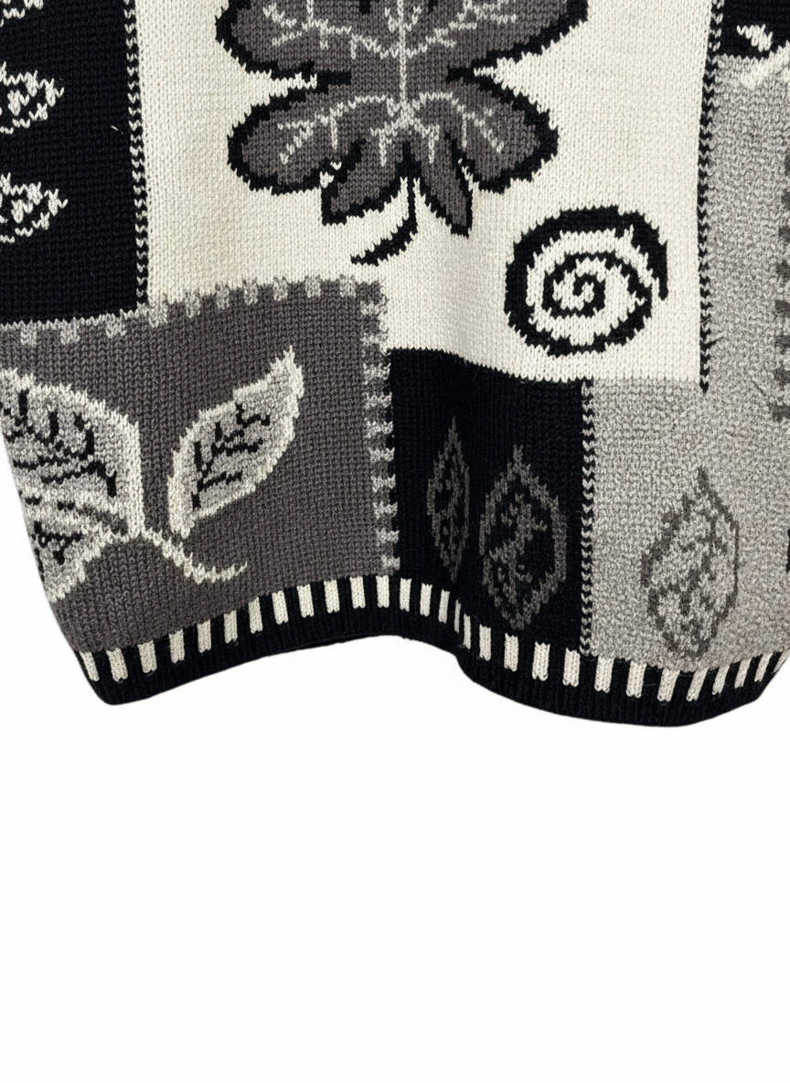 Guy Frazer Womens 90s Abstract Patchwork Knit Crewneck Sweater Size M