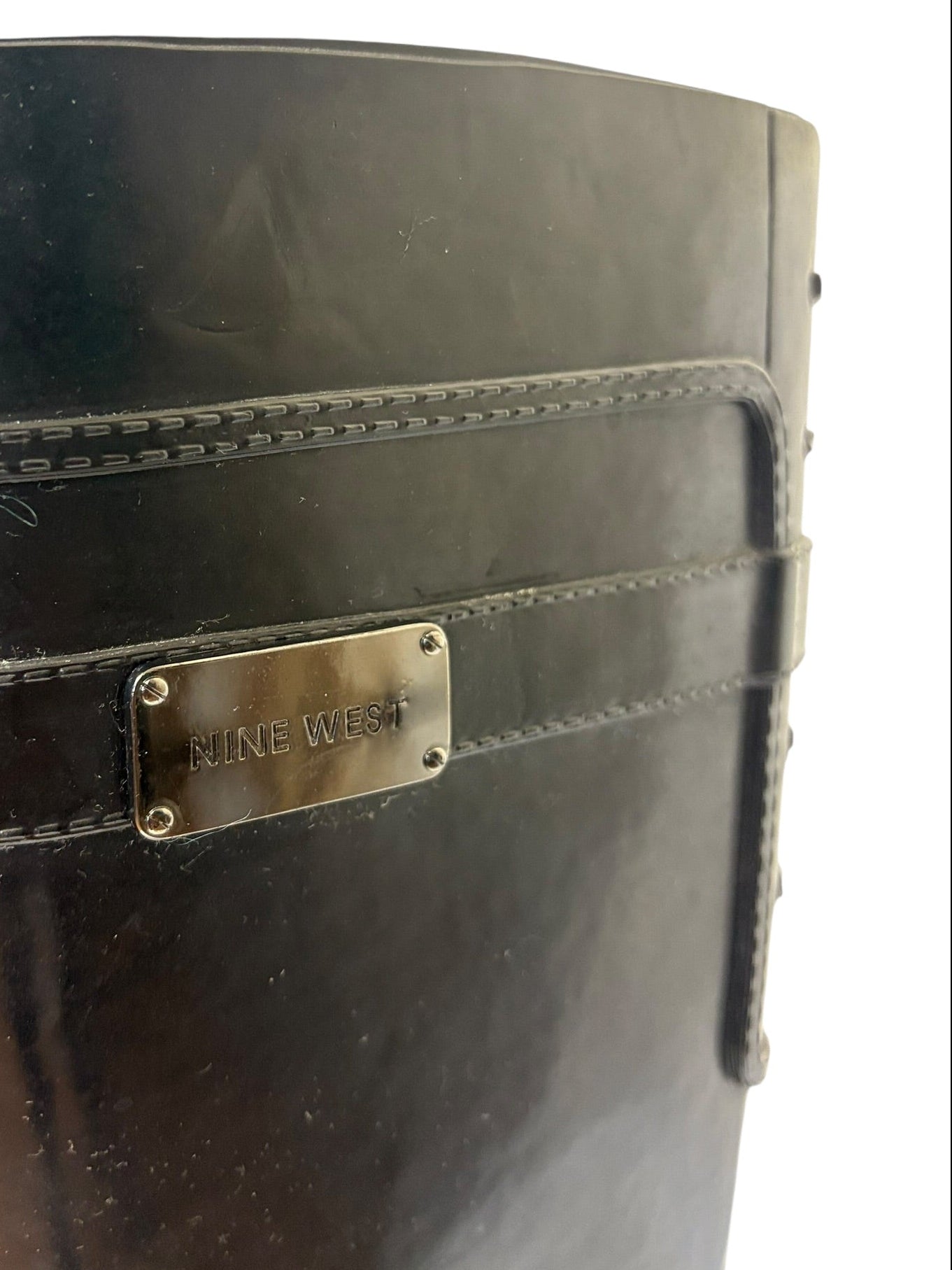 Nine West Womens Black Knee High Riding Rain Boots Strap Detail Size 6