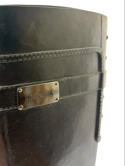 Nine West Womens Black Knee High Riding Rain Boots Strap Detail Size 6