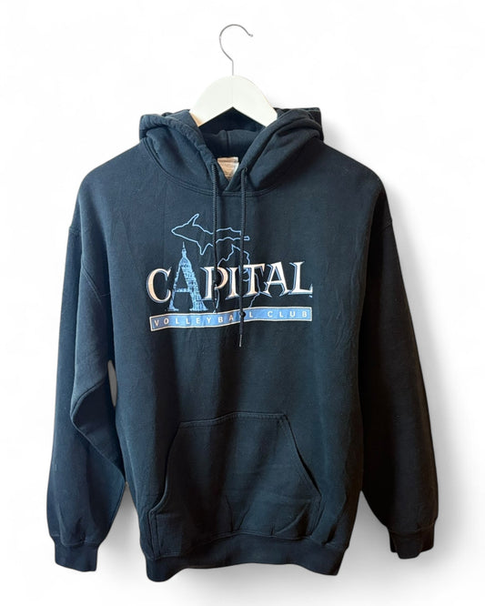 Capital Volleyball Club Womens Black Graphic Hoodie Sports Size L