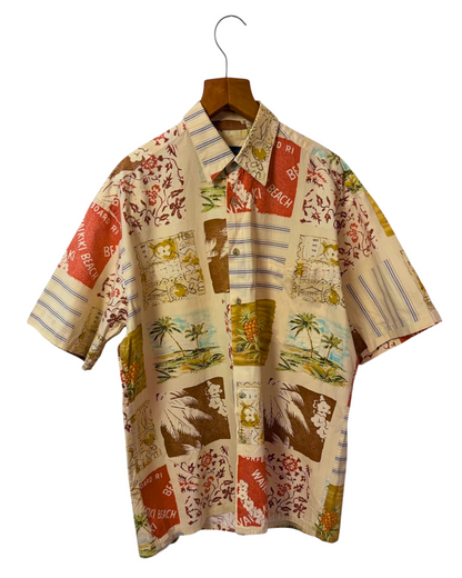 Vintage  Van Heusen Shirt - Hawaiian - Waikiki - Relaxed Collar -Tropical - Chest Pocket - M