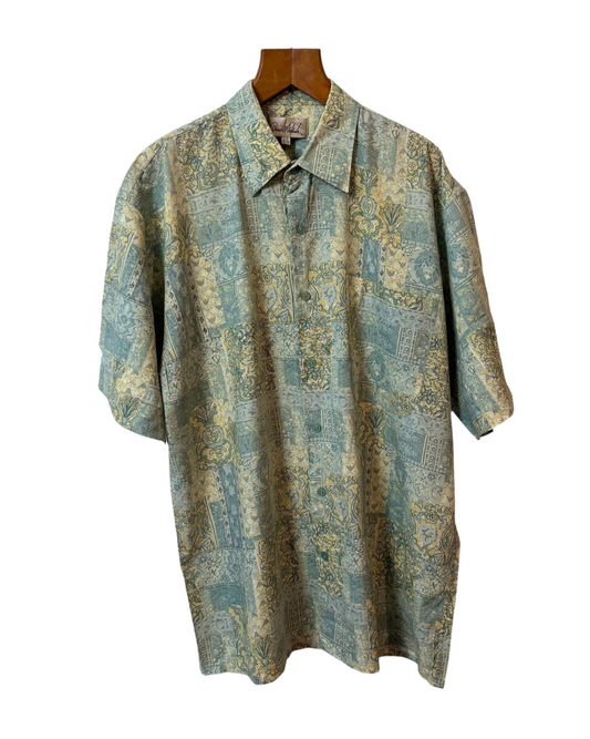 Vintage Shirt - Arnold Palmer - Floral - Mosaic -  Button up -Front Pocket - L