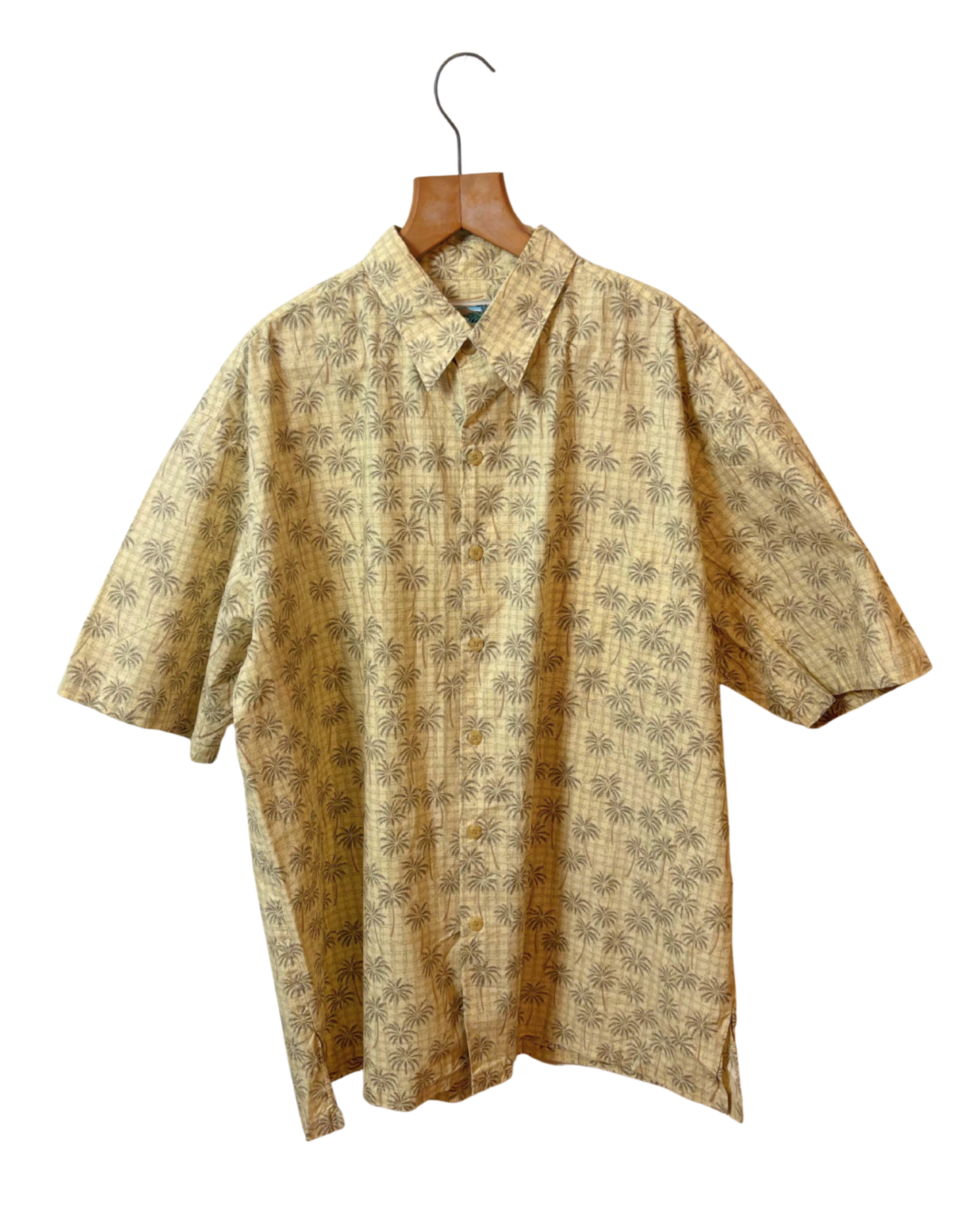 Vintage Beige Shirt -Cooke Street - Hawaiian - Palm Trees - Abstract - Front Pocket - XL