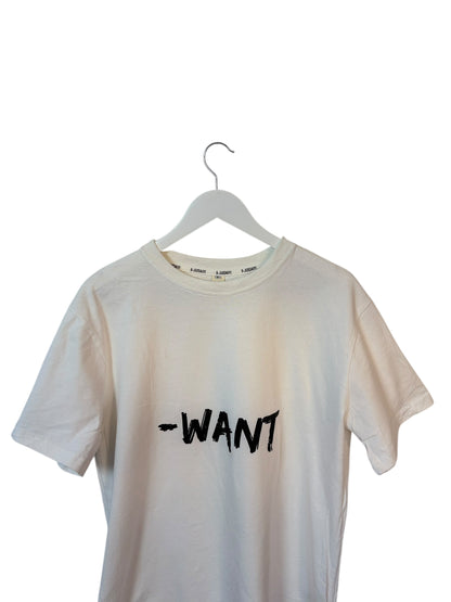 9 JUIDAIYI Unisex Cream Graphic T Shirt Want Print Size XL