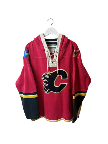 NHL Old Time Hockey Calgary Flames Mens Hoodie Hockey Jersey Style Size L