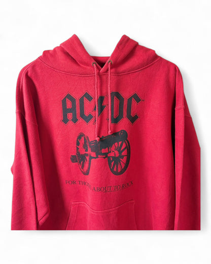 ACDC Unisex Red Heavyweight Hoodie Graphic Print Heavy Blend Size Large
