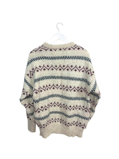 Vintage Preswick & Moore Men's Beige Sweater Fair Isle Patterned Wool Knit Large