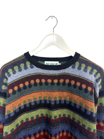 Vintage DW Women's Sweater Multi-colour Patterned Alpaca Knit Side Slit Medium