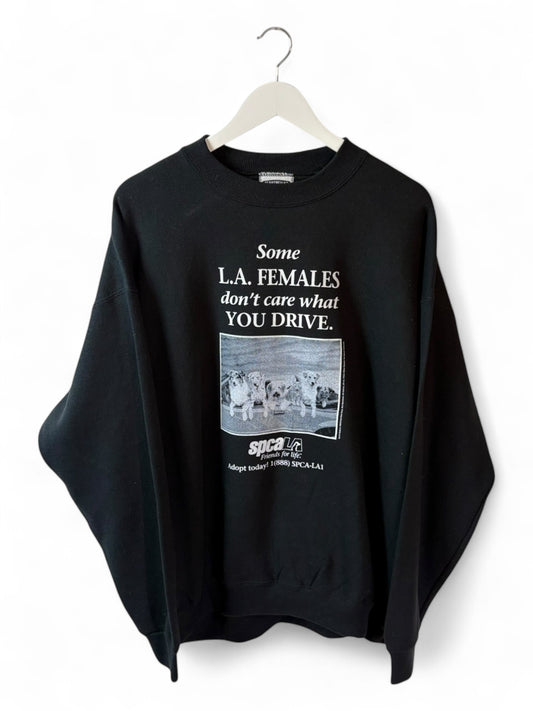 LA Vintage Mens Black Graphic Sweatshirt Charity Dogs Size XXL