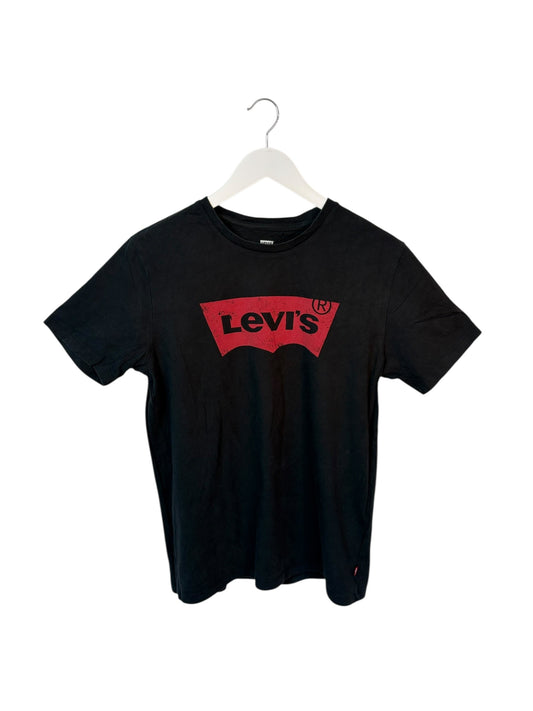 Levis Mens Black Graphic T Shirt Batwing Logo Size Medium