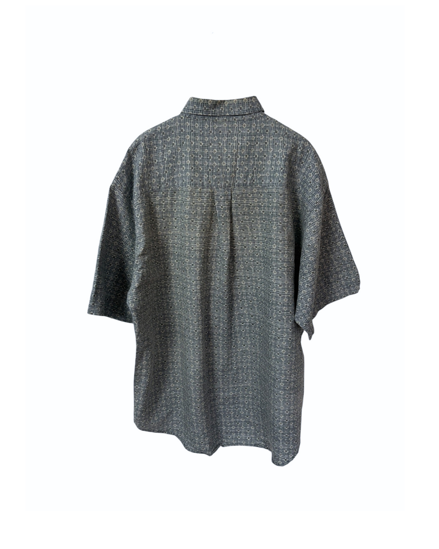 Vintage Blue Shirt- Bugle Boy -Blue - White - Motifs - Geometric - XL