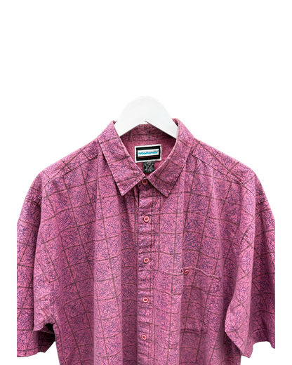 Vintage Weekends  Shirt -  Pink -Purple- Abstract - Square Pattern - Front Pocket - Button-up-XL