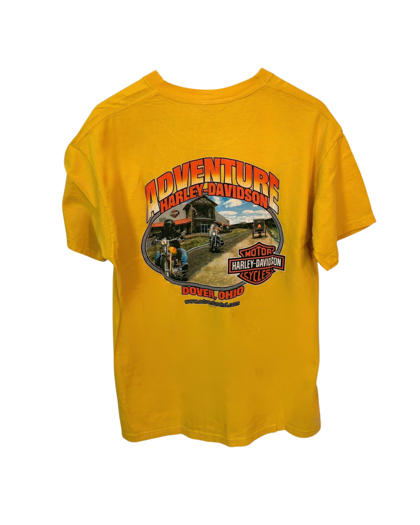 Harley-Davidson-Yellow-Train-Crewneck-T-Shirt-M/L