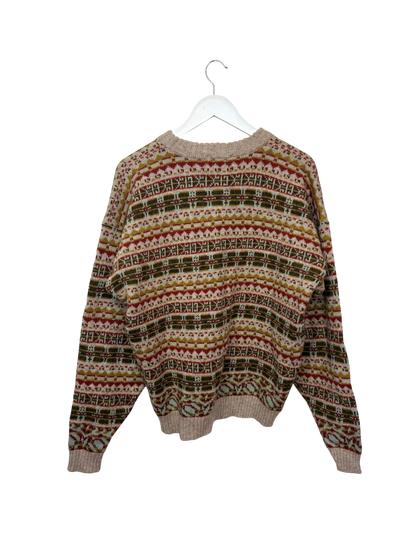 Vintage Casual Club Multicoloured Fair Isle Knit Crewneck Sweater XL