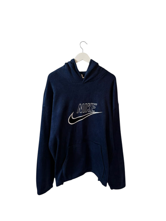 Nike Vintage Mens Navy Fleece Hoodie Embroidered Logo Size XXL