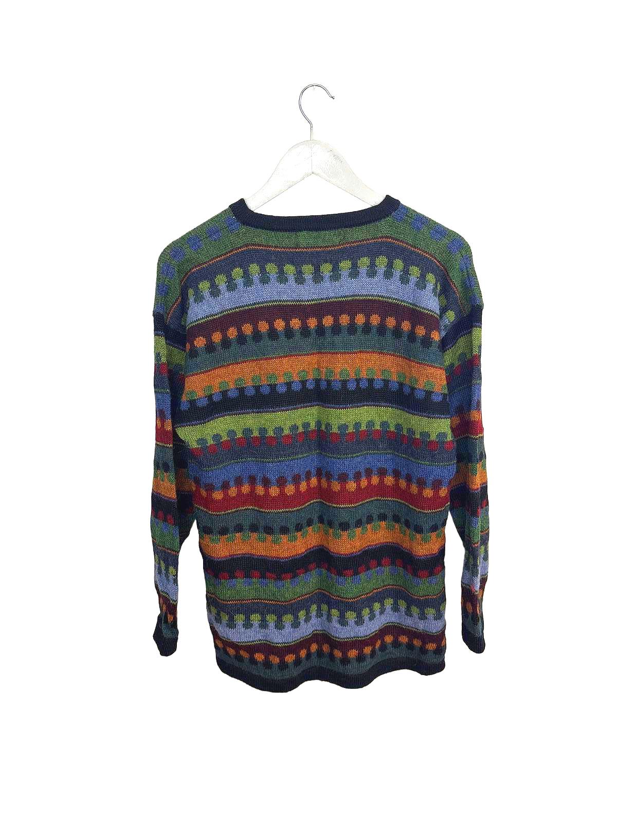 Vintage DW Women's Sweater Multi-colour Patterned Alpaca Knit Side Slit Medium