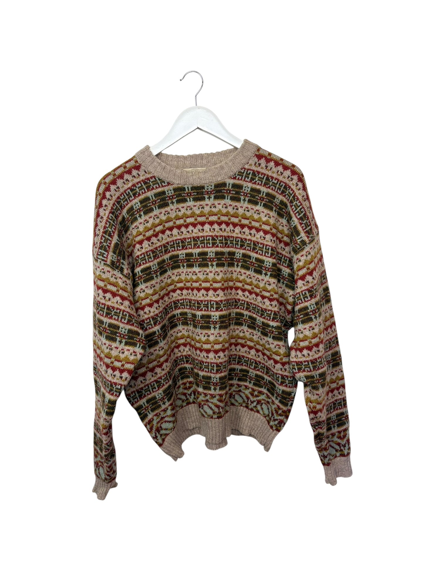 Vintage Casual Club Multicoloured Fair Isle Knit Crewneck Sweater XL