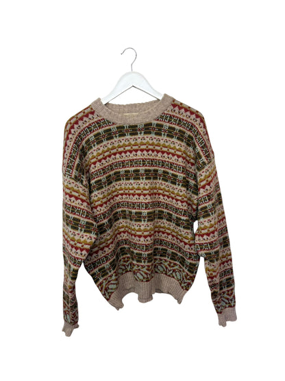 Vintage Casual Club Multicoloured Fair Isle Knit Crewneck Sweater XL