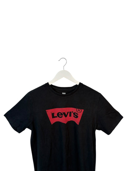 Levis Mens Black Graphic T Shirt Batwing Logo Size Medium