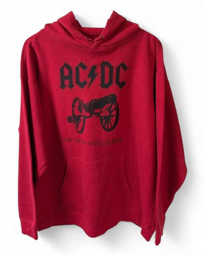 ACDC Unisex Red Heavyweight Hoodie Graphic Print Heavy Blend Size Large