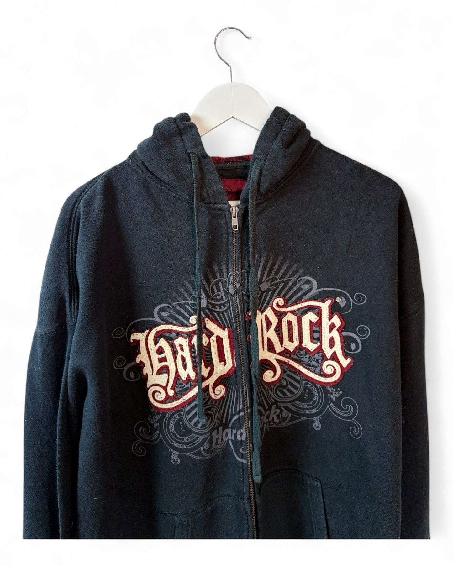 Hard Rock Cafe Mens Black Full Zip Hoodie Graphic Logo Size XXL