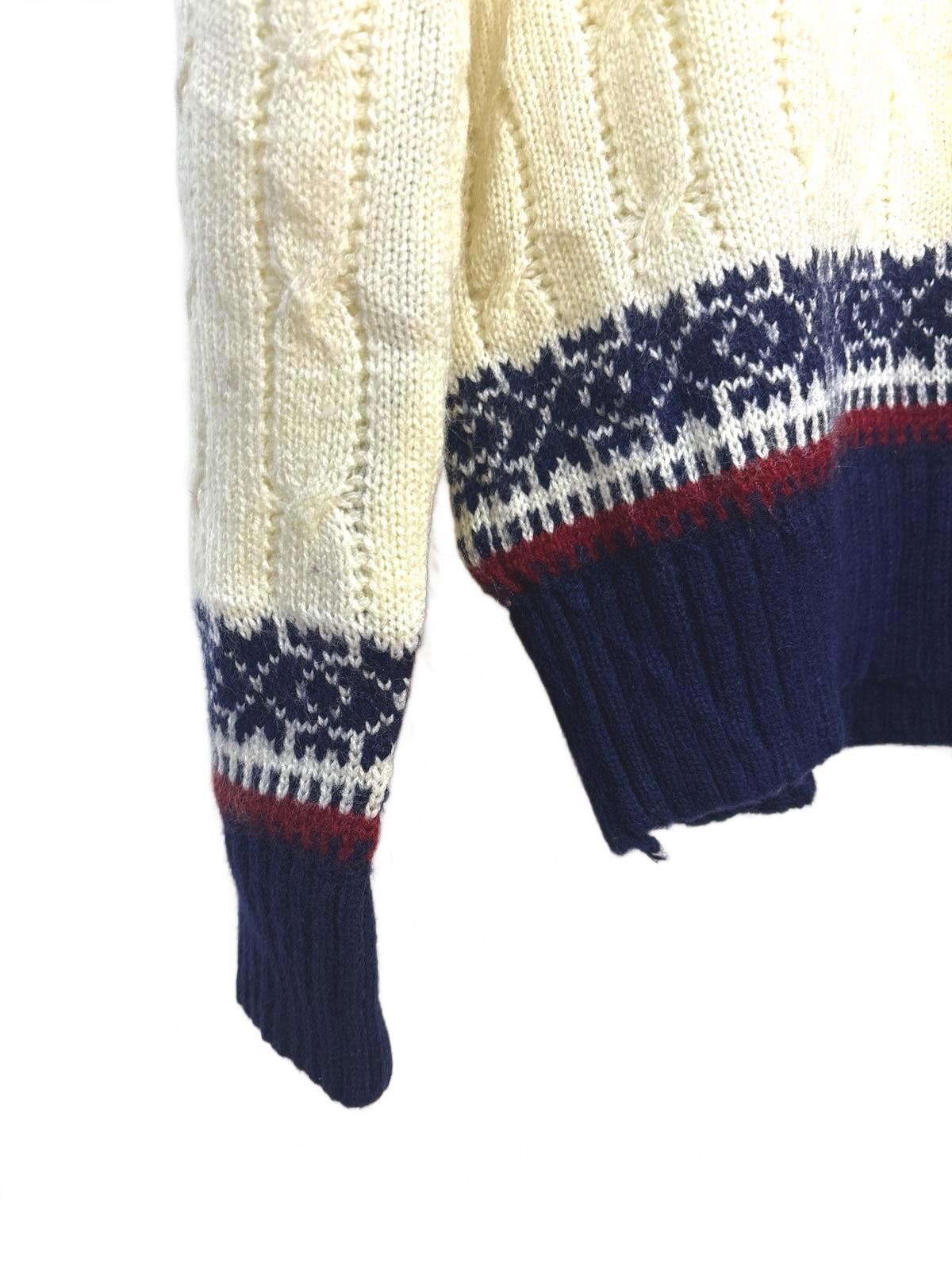 Vintage Collection Women's Navy Cream Crew Neck Knit Sweater Medium