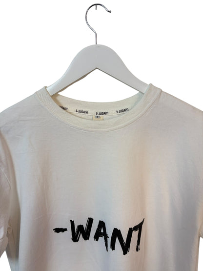 9 JUIDAIYI Unisex Cream Graphic T Shirt Want Print Size XL