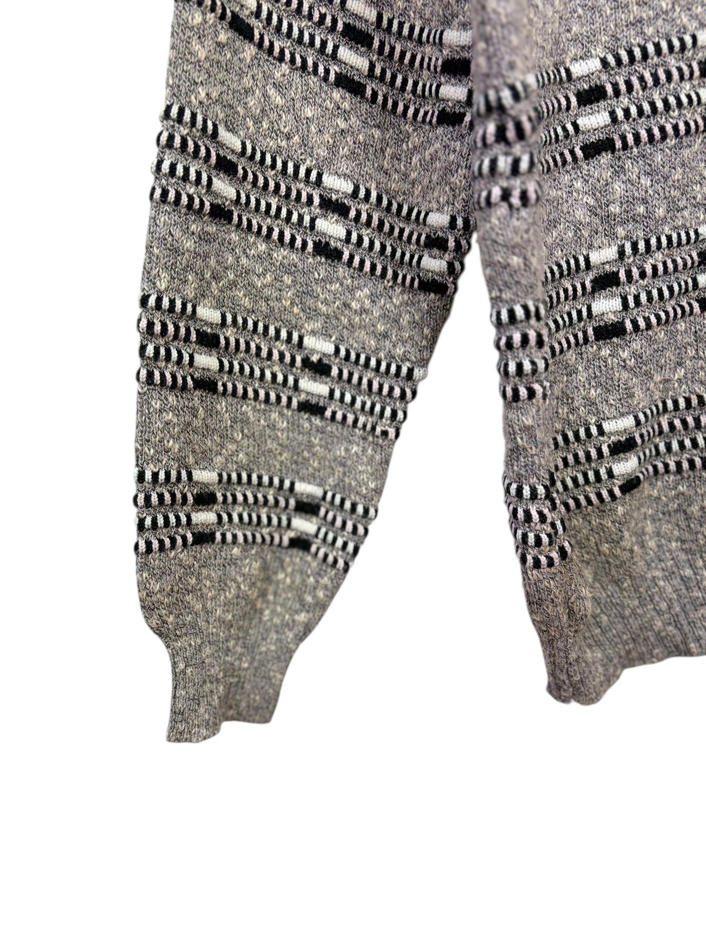 Jed 90s Unisex Geometric Pattern Knit Crewneck Sweater Grey Black Size M