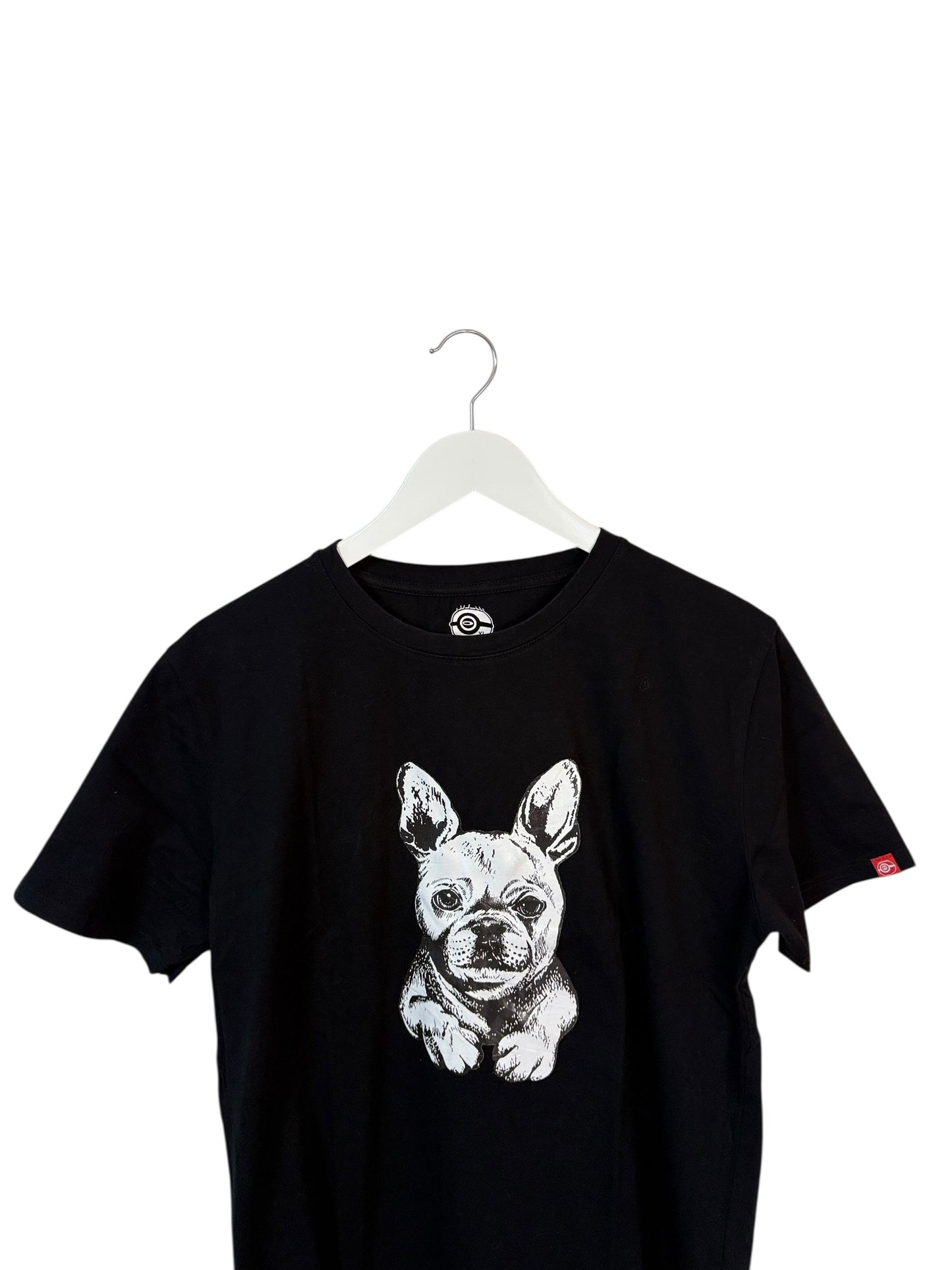 Raeek Japanese Mens Black Graphic T Shirt French Bulldog Print Size XL
