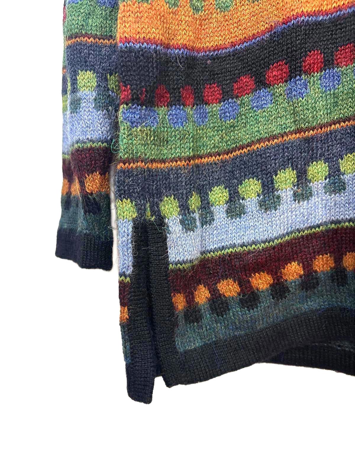 Vintage DW Women's Sweater Multi-colour Patterned Alpaca Knit Side Slit Medium