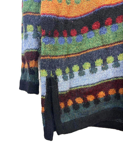 Vintage DW Women's Sweater Multi-colour Patterned Alpaca Knit Side Slit Medium