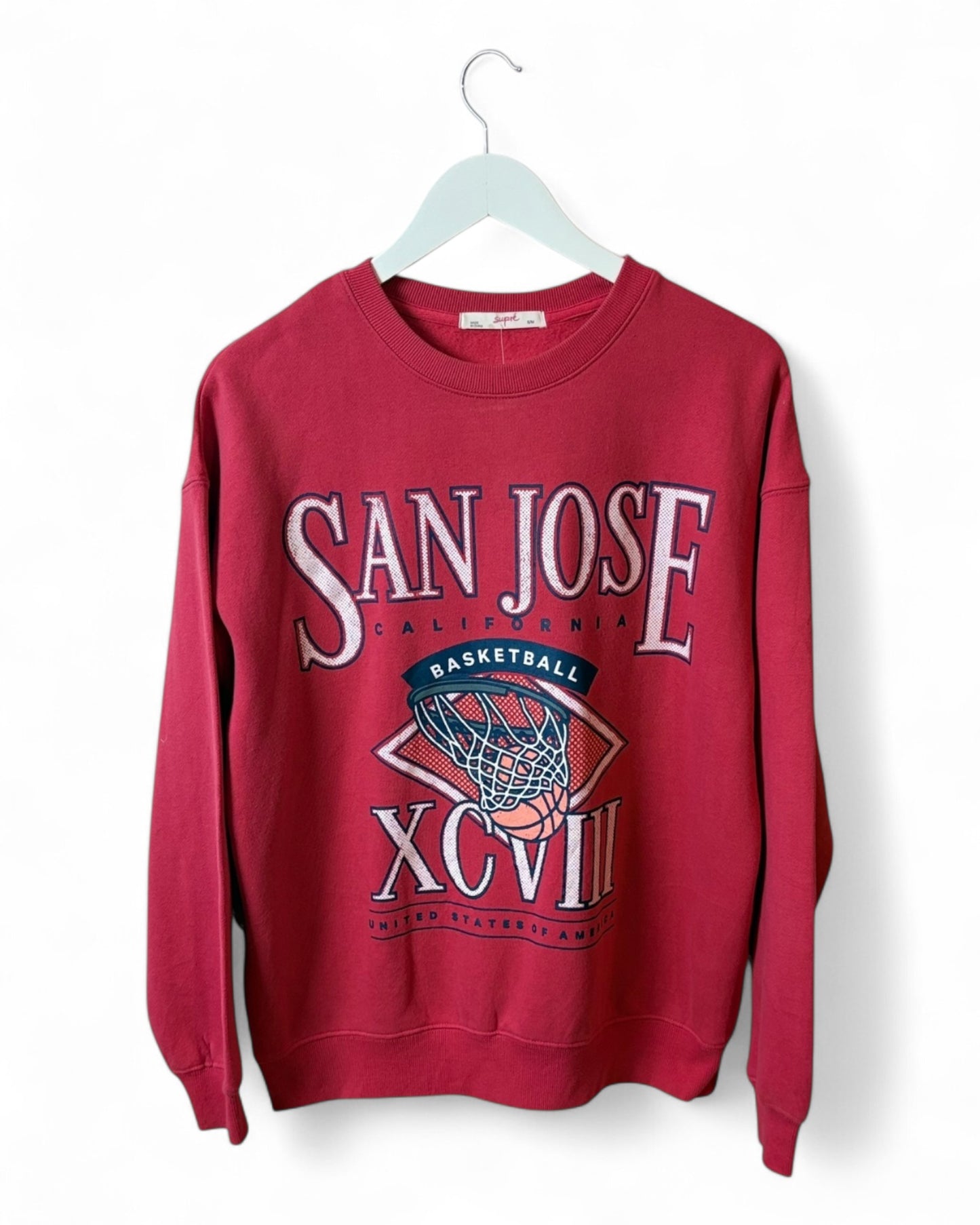 San Jose California Mens Basketball Graphic Crew Neck Size M