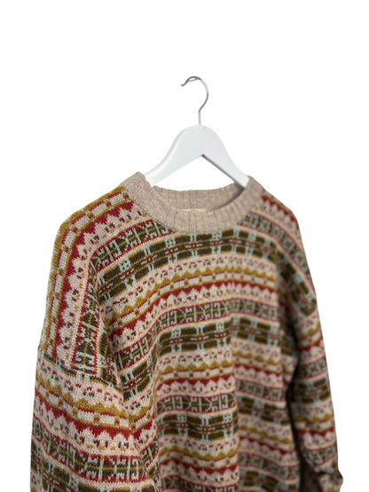 Vintage Casual Club Multicoloured Fair Isle Knit Crewneck Sweater XL