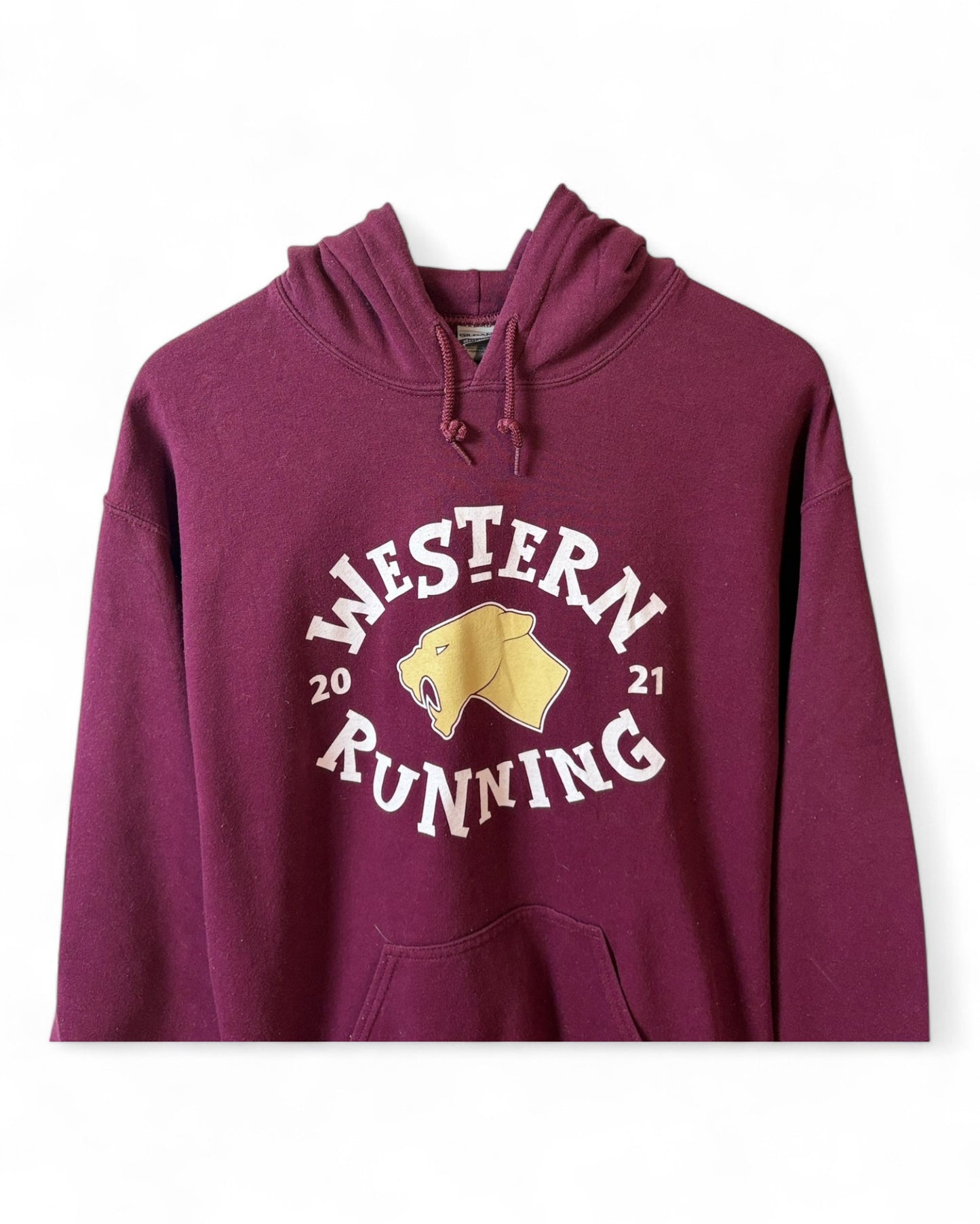 Western Running Mens Maroon Sports Graphic Hoodie Heavy blend Medium
