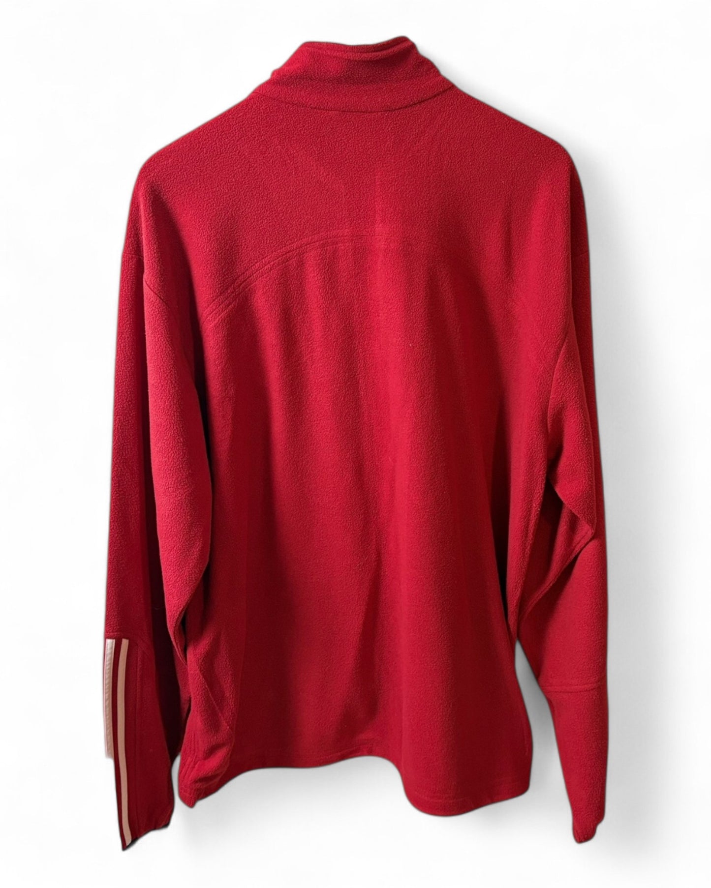 Adidas Mens Red Fleece Zip Up Jacket Embroidered Wisconsin Logo Size L