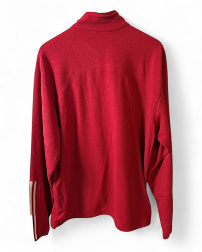 Adidas Mens Red Fleece Zip Up Jacket Embroidered Wisconsin Logo Size L