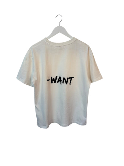9 JUIDAIYI Unisex Cream Graphic T Shirt Want Print Size XL