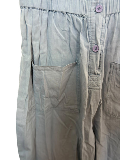 Lucy & Yak Womens Light Blue Organic Cotton Button Front Scoop Neck Jumpsuit XL